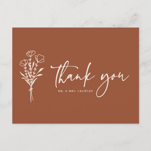 Boho Minimalist Botanicals Terracotta Hartelijk da Briefkaart (Voorkant)