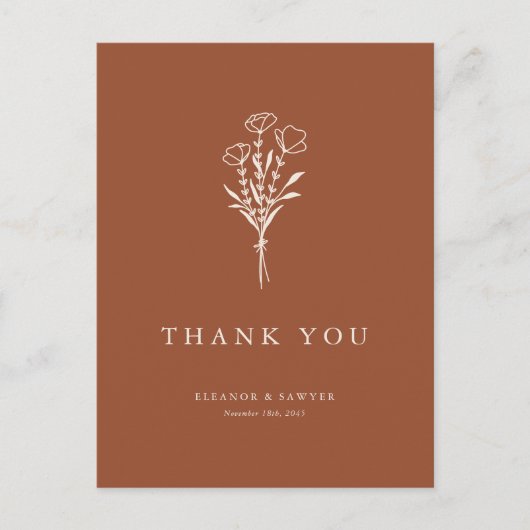 Boho Minimalist Botanicals Terracotta Hartelijk da Briefkaart (Voorkant)