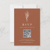 Boho Minimalist Botanicals Terracotta QR-code RSVP Kaartje (Voorkant)