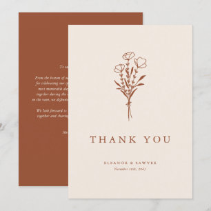 Boho minimalist Botanicals Terracotta Wedding Bedankkaart