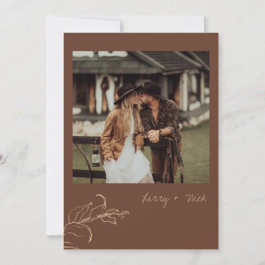 Boho minimalist Botanicals Terracotta Wedding Kaart (Achterkant)