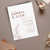 Boho minimalist Botanicals Terracotta Wedding Kaart