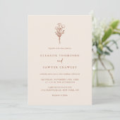 Boho minimalist Botanicals Terracotta Wedding Kaart (Staand voorkant)
