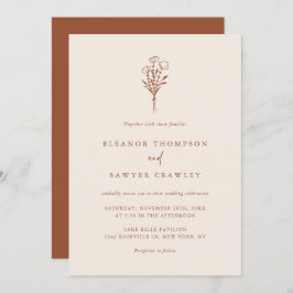 Boho minimalist Botanicals Terracotta Wedding Kaart