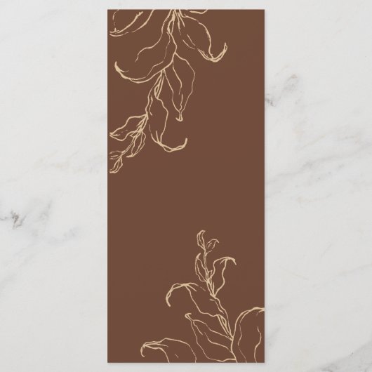 Boho Minimalist Botanicals Terracotta Wedding Menu (Achterkant)