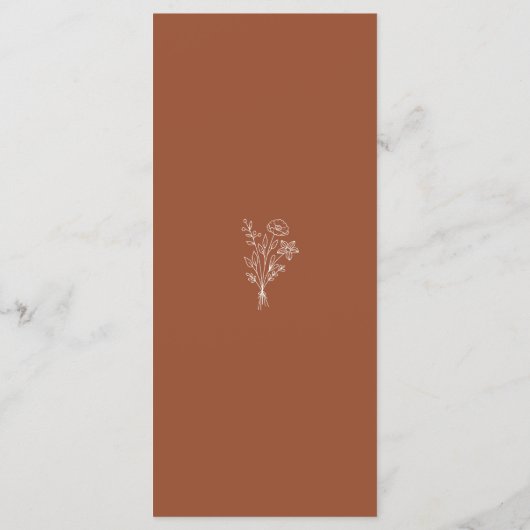 Boho minimalist Botanicals Terracotta Wedding Menu (Achterkant)