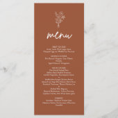 Boho minimalist Botanicals Terracotta Wedding Menu (Voorkant)