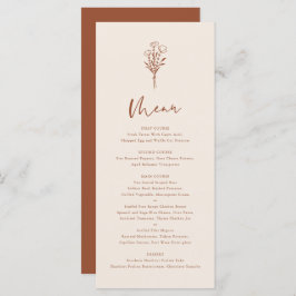 Boho minimalist Botanicals Terracotta Wedding Menu