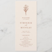 Boho minimalist Botanicals Terracotta Wedding Programmakaart (Voorkant)