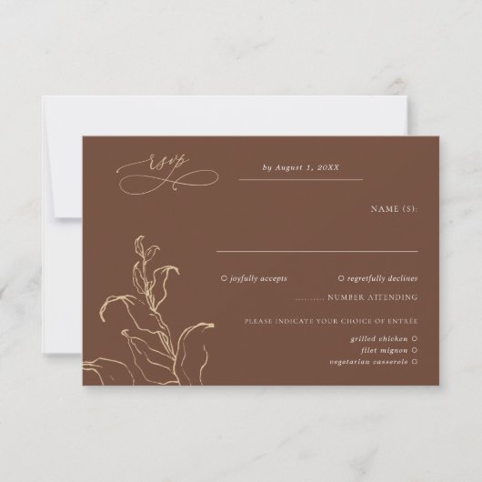 Boho minimalist Botanicals Terracotta Wedding RSVP (Voorkant)