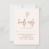 Boho minimalist Botanicals Terracotta Wedding RSVP Kaartje (Voorkant)