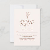 Boho minimalist Botanicals Terracotta Wedding RSVP Kaartje (Voorkant)
