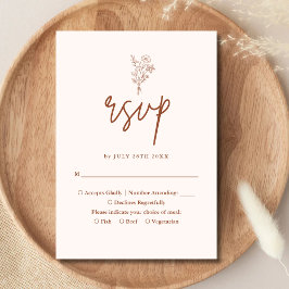 Boho minimalist Botanicals Terracotta Wedding RSVP Kaartje