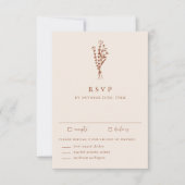 Boho minimalist Botanicals Terracotta Wedding RSVP Kaartje (Voorkant)