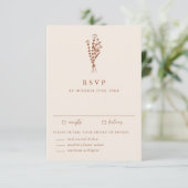 Boho minimalist Botanicals Terracotta Wedding RSVP Kaartje (Staand voorkant)
