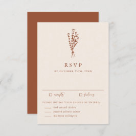 Boho minimalist Botanicals Terracotta Wedding RSVP Kaartje