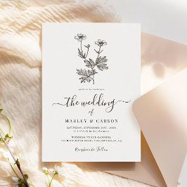 Boho Minimalist Botanicals Wildflower Wedding Kaart