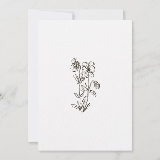 Boho Minimalist Botanicals Wildflower Wedding Kaart (Achterkant)