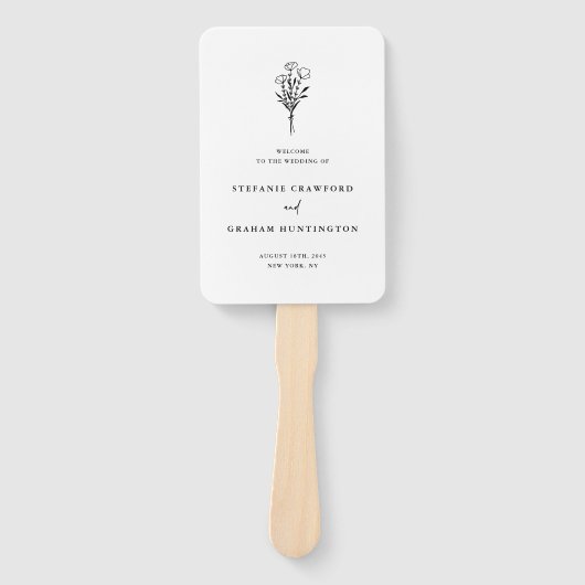 Boho Minimalist Botanicals Zwart-wit Programma Handwaaier (Voorkant)