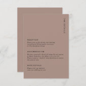 Boho Minimalist Brown Modern Wedding Details Informatiekaartje (Voorkant / Achterkant)