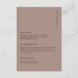 Boho Minimalist Brown Modern Wedding Details Informatiekaartje