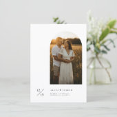 Boho Minimalist Budget Arch Photo Wedding Kaart (Staand voorkant)