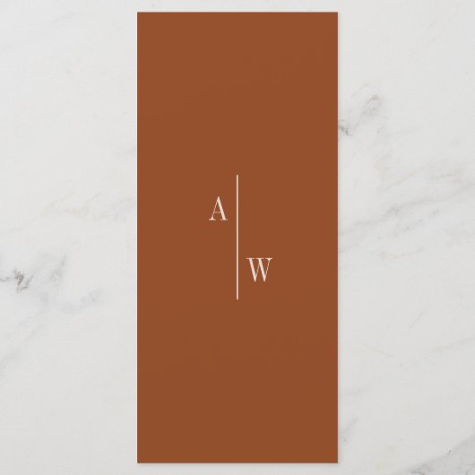 Boho Minimalist Burnt Oranje Wedding Bar Menu (Achterkant)