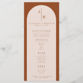 Boho Minimalist Burnt Oranje Wedding Bar Menu (Voorkant)