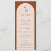 Boho Minimalist Burnt Oranje Wedding Menu (Voorkant)