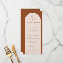 Boho Minimalist Burnt Oranje Wedding Menu