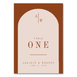 Boho minimalist Burnt Oranje Wedding Table Numbers Kaart