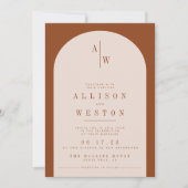 Boho minimalist Burnt Oranje Wedding Uitnodiging (Voorkant)