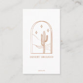Boho minimalist Cactus Line Art Logo Terracotta QR Visitekaartje (Voorkant)