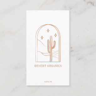 Boho minimalist Cactus Line Art Logo Terracotta QR Visitekaartje