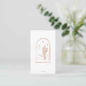 Boho minimalist Cactus Line Art Logo Terracotta Visitekaartje (Staand voorkant)