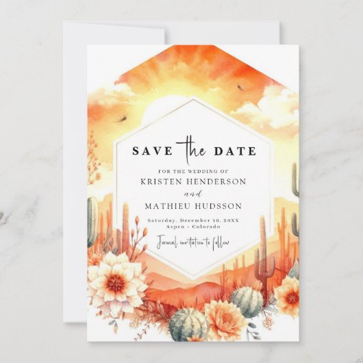 Boho Minimalist Cactus Wedding Save The Date (Voorkant)