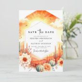 Boho Minimalist Cactus Wedding Save The Date (Staand voorkant)