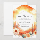 Boho Minimalist Cactus Wedding Save The Date (Voorkant / Achterkant)