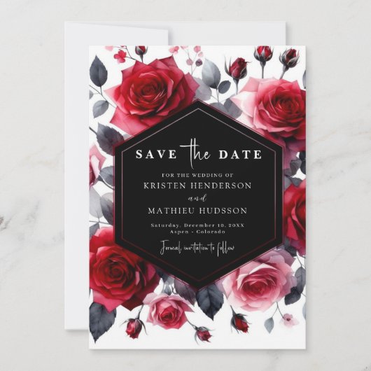 Boho Minimalist Crimson Red Wedding Save The Date (Voorkant)
