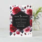 Boho Minimalist Crimson Red Wedding Save The Date (Staand voorkant)