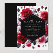 Boho Minimalist Crimson Red Wedding Save The Date (Voorkant / Achterkant)