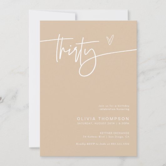 Boho minimalist Dertieth Birthday Party | Modern Kaart (Voorkant)