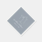 Boho Minimalist Dusty Blue Cat Verloving Wedding Servet (Hoek)