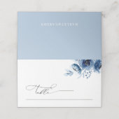 Boho Minimalist Dusty Blue Floral Wedding Table Plaatskaartje (Buitenkant ongevouwen)