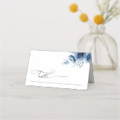Boho Minimalist Dusty Blue Floral Wedding Table Plaatskaartje (Voorkant)