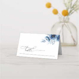 Boho Minimalist Dusty Blue Floral Wedding Table Plaatskaartje