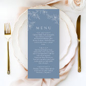 Boho Minimalist Dusty Blue Wedding Dinner Menu