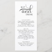 Boho Minimalist Eten en Drinken Wedding Menu Kaart (Voorkant)