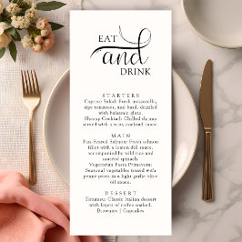 Boho Minimalist Eten en Drinken Wedding Menu Kaart