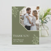 Boho Minimalist Floral Dark Limoen Wedding Bedankkaart (Staand voorkant)
